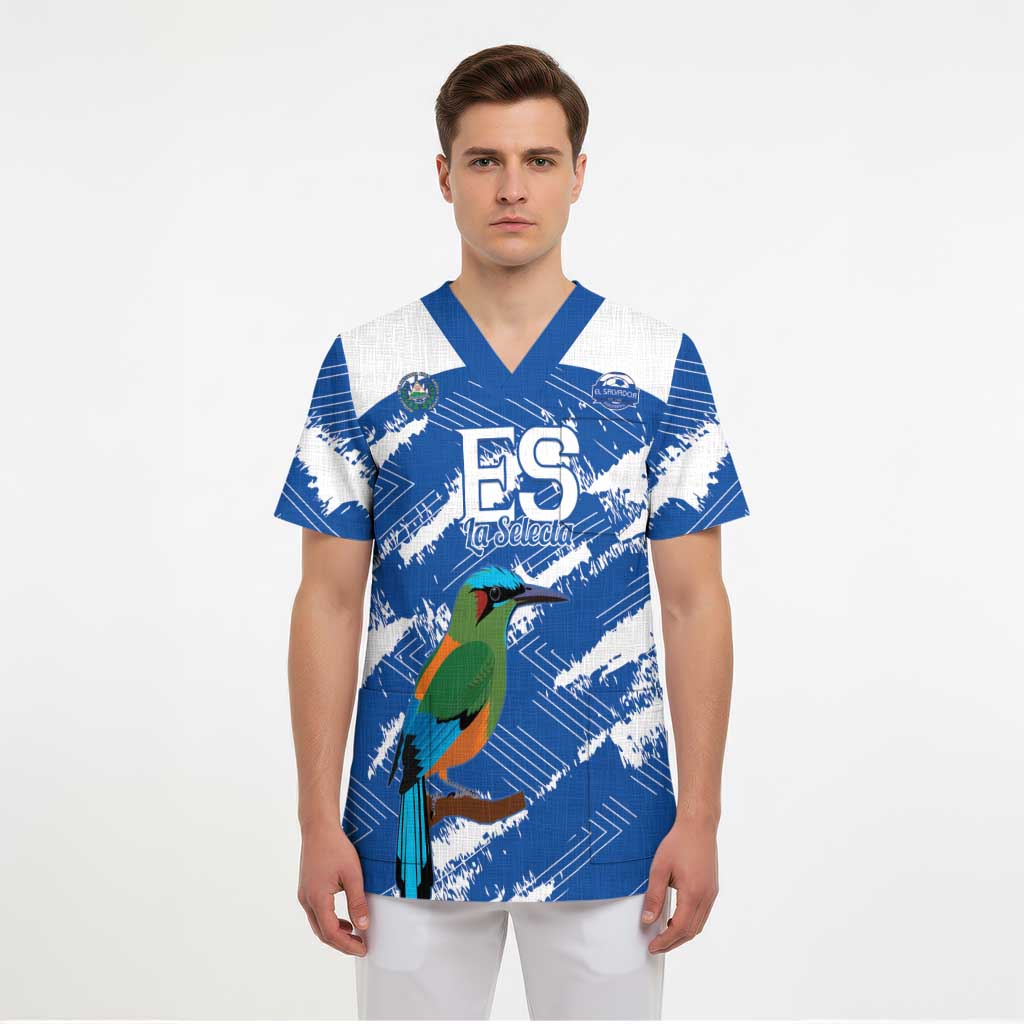 El Salvador Football Custom Scrub Top La Selecta Torogoz Grunge Style - Wonder Print Shop