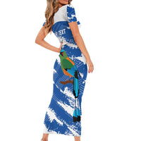 El Salvador Football Custom Short Sleeve Bodycon Dress La Selecta Torogoz Grunge Style - Wonder Print Shop