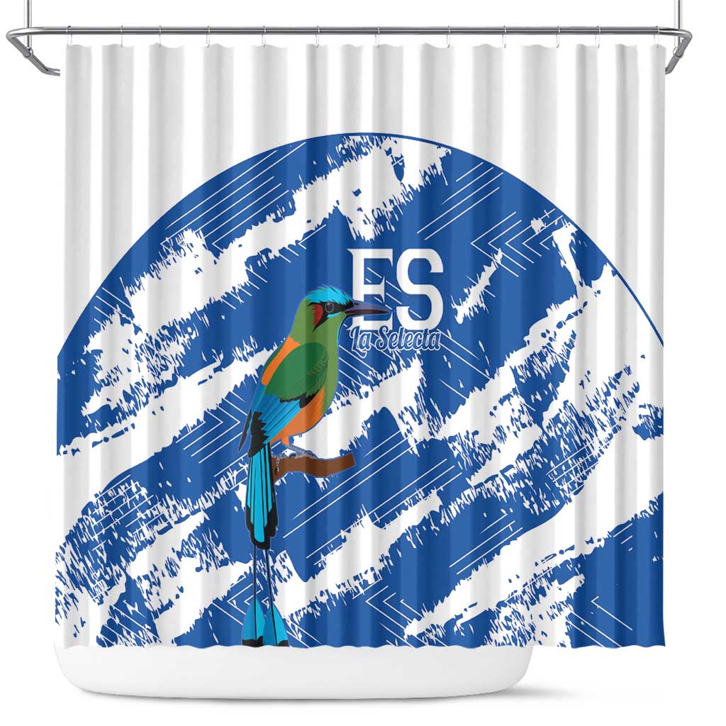 El Salvador Football Shower Curtain La Selecta Torogoz Grunge Style - Wonder Print Shop