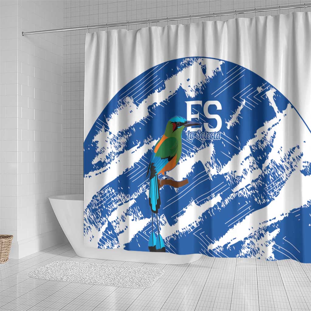 El Salvador Football Shower Curtain La Selecta Torogoz Grunge Style - Wonder Print Shop