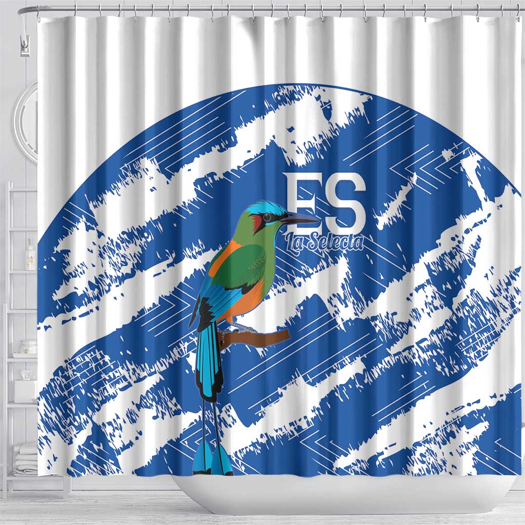 El Salvador Football Shower Curtain La Selecta Torogoz Grunge Style - Wonder Print Shop