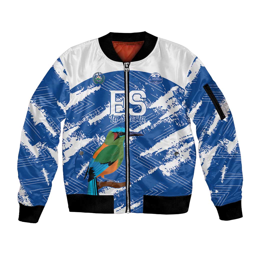 El Salvador Football Custom Sleeve Zip Bomber Jacket La Selecta Torogoz Grunge Style - Wonder Print Shop