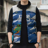 El Salvador Football Custom Sleeveless Puffer Jacket La Selecta Torogoz Grunge Style - Wonder Print Shop
