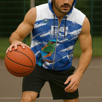 El Salvador Football Custom Sleeveless Zip Hoodie La Selecta Torogoz Grunge Style - Wonder Print Shop