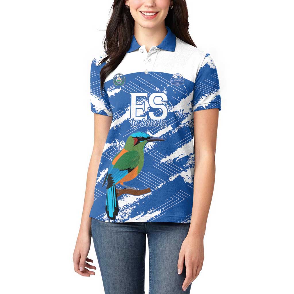 El Salvador Football Custom Women Polo Shirt La Selecta Torogoz Grunge Style - Wonder Print Shop