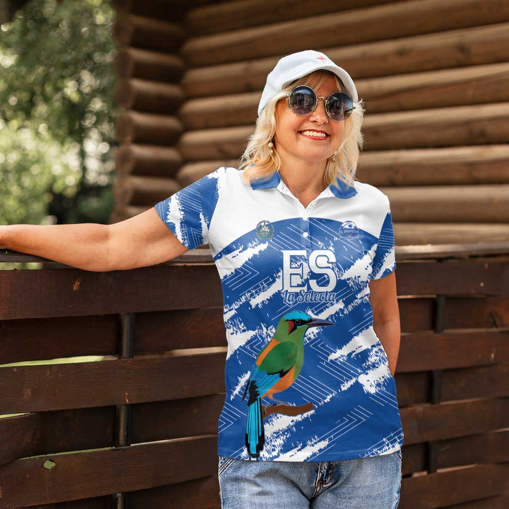 El Salvador Football Custom Women Polo Shirt La Selecta Torogoz Grunge Style - Wonder Print Shop