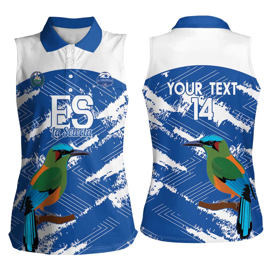 El Salvador Football Custom Women Sleeveless Polo Shirt La Selecta Torogoz Grunge Style - Wonder Print Shop