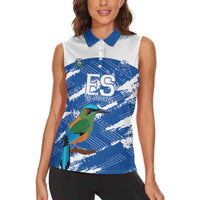 El Salvador Football Custom Women Sleeveless Polo Shirt La Selecta Torogoz Grunge Style - Wonder Print Shop