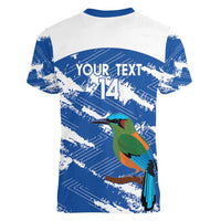 El Salvador Football Custom Women V-Neck T-Shirt La Selecta Torogoz Grunge Style - Wonder Print Shop