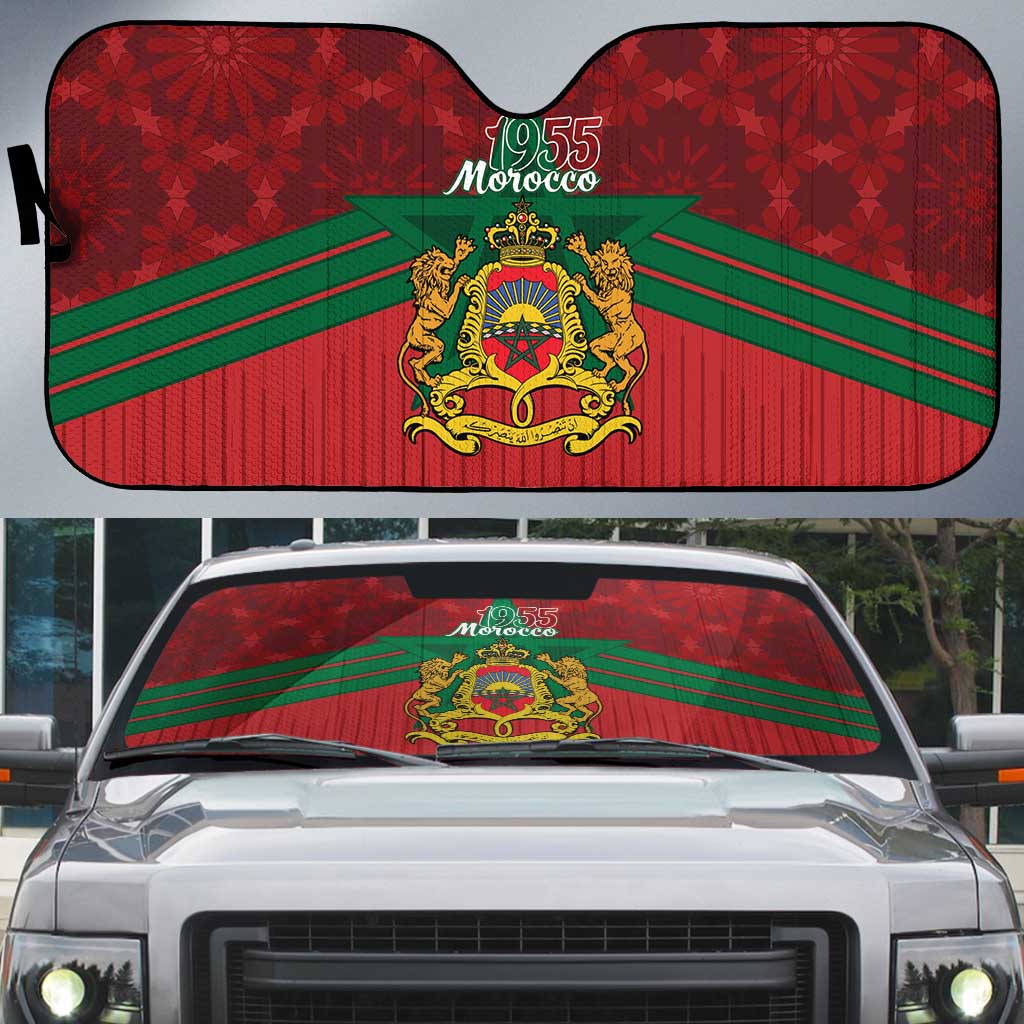 Morocco Independence Day Auto Sun Shade 1956 Proud Islamic Pattern - Wonder Print Shop