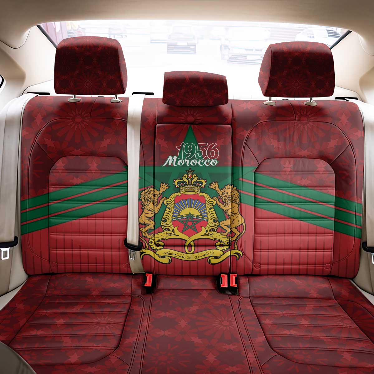Morocco Independence Day Back Car Seat Cover 1956 Proud Islamic Pattern LT14