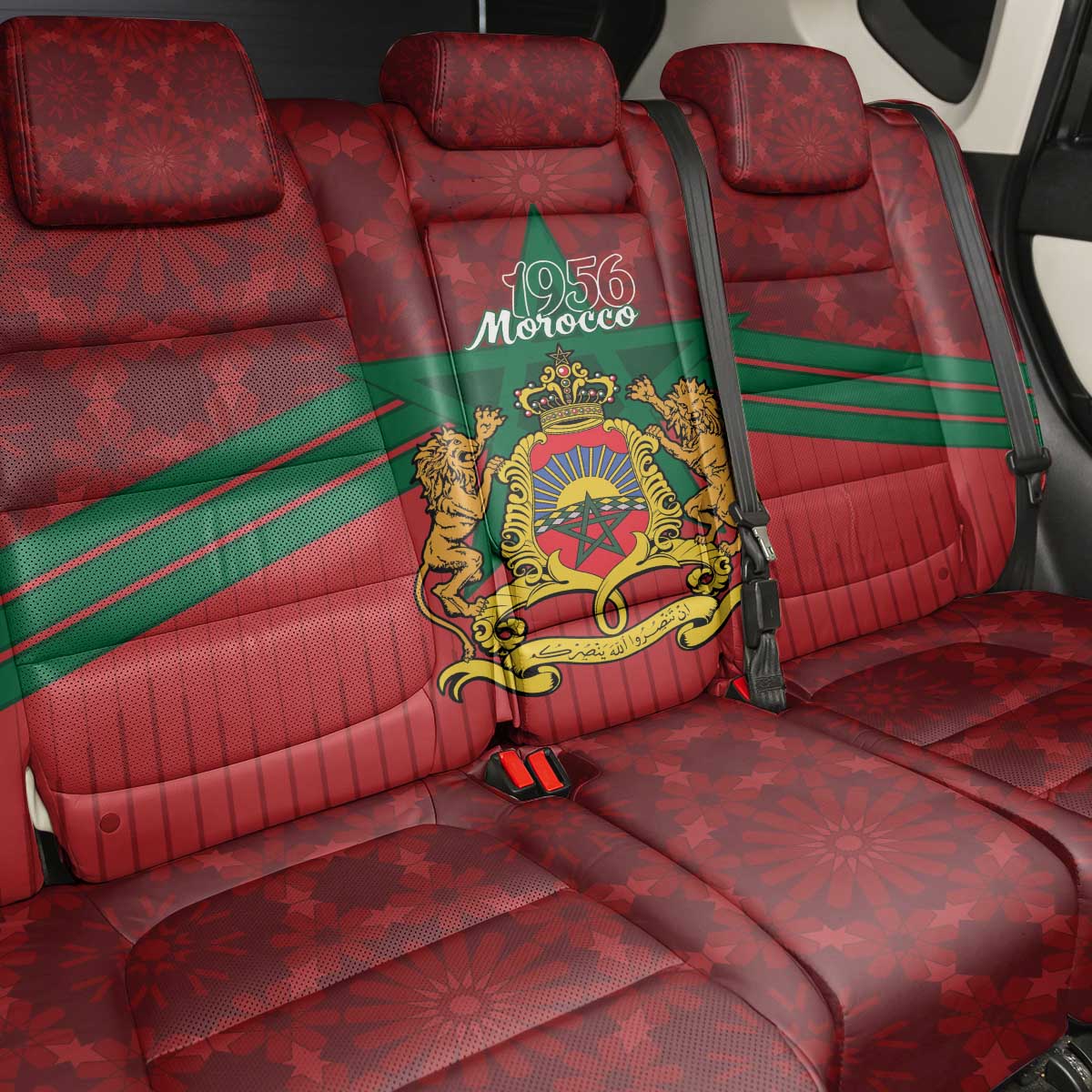 Morocco Independence Day Back Car Seat Cover 1956 Proud Islamic Pattern LT14