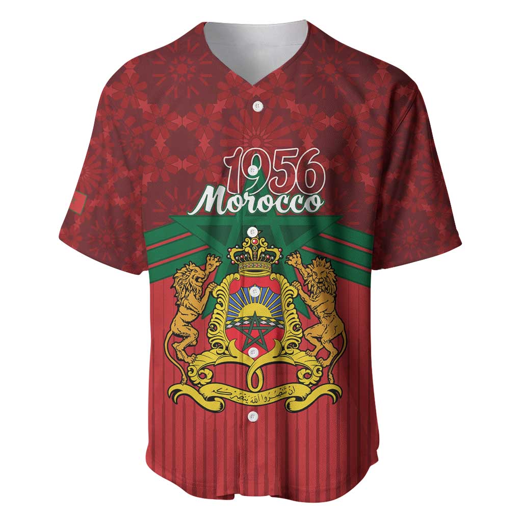 Personalized Morocco Independence Day Baseball Jersey 1956 Proud Islamic Pattern - Wonder Print Shop