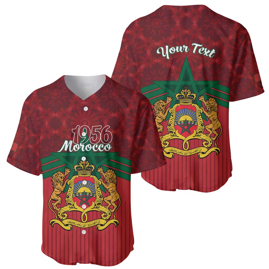 Personalized Morocco Independence Day Baseball Jersey 1956 Proud Islamic Pattern - Wonder Print Shop