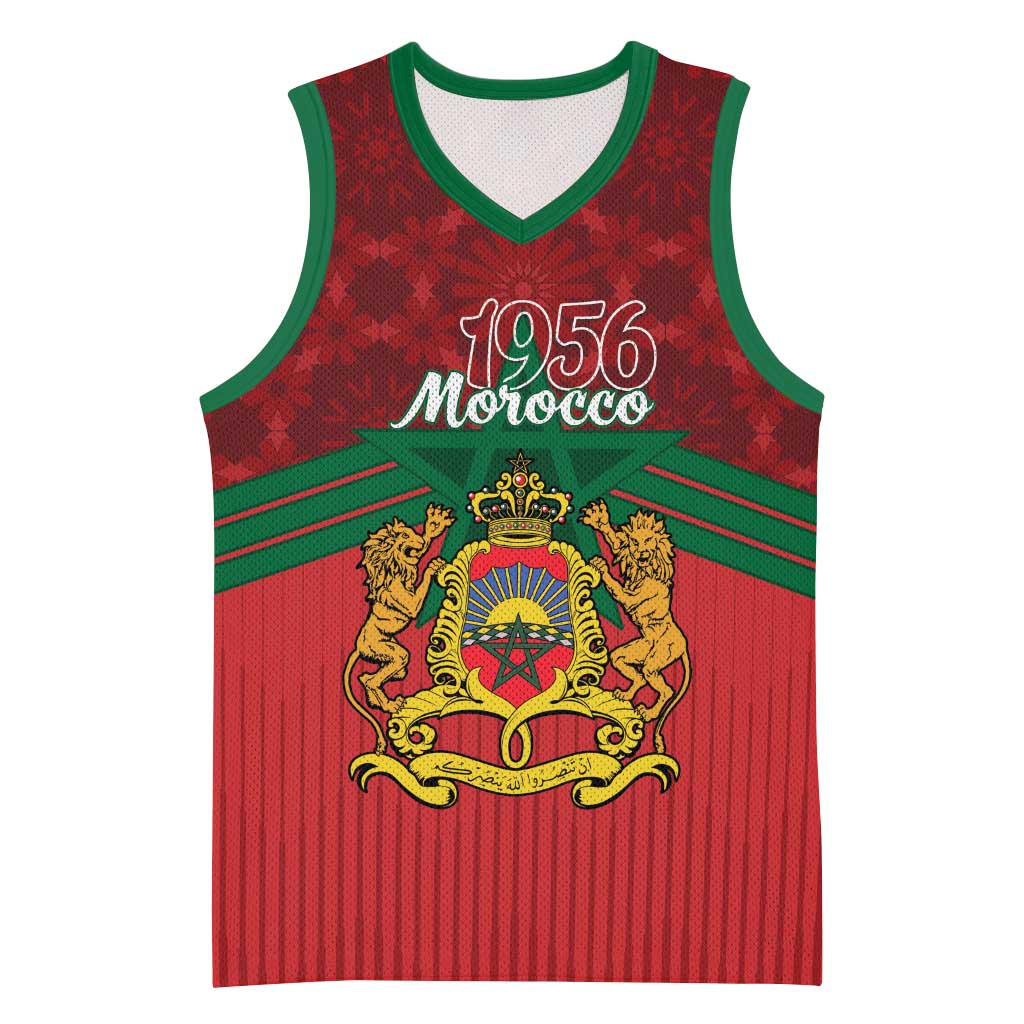 Personalized Morocco Independence Day Basketball Jersey 1956 Proud Islamic Pattern - Wonder Print Shop