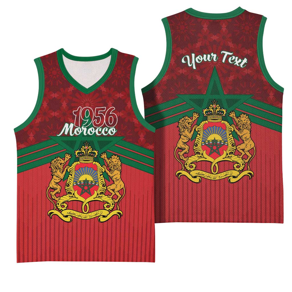 Personalized Morocco Independence Day Basketball Jersey 1956 Proud Islamic Pattern - Wonder Print Shop