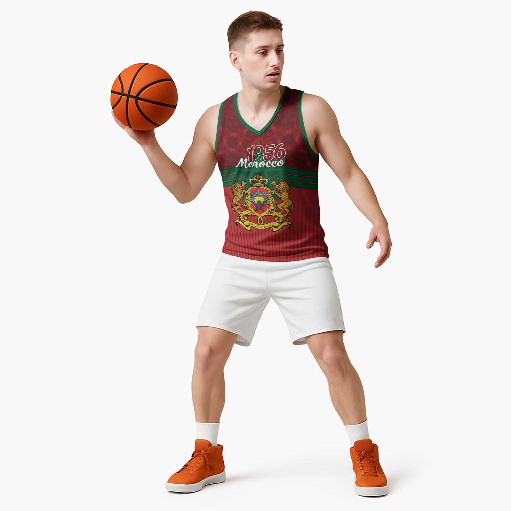 Personalized Morocco Independence Day Basketball Jersey 1956 Proud Islamic Pattern - Wonder Print Shop