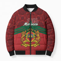 Personalized Morocco Independence Day Bomber Puffer Jacket 1956 Proud Islamic Pattern - Wonder Print Shop