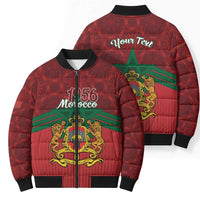 Personalized Morocco Independence Day Bomber Puffer Jacket 1956 Proud Islamic Pattern - Wonder Print Shop