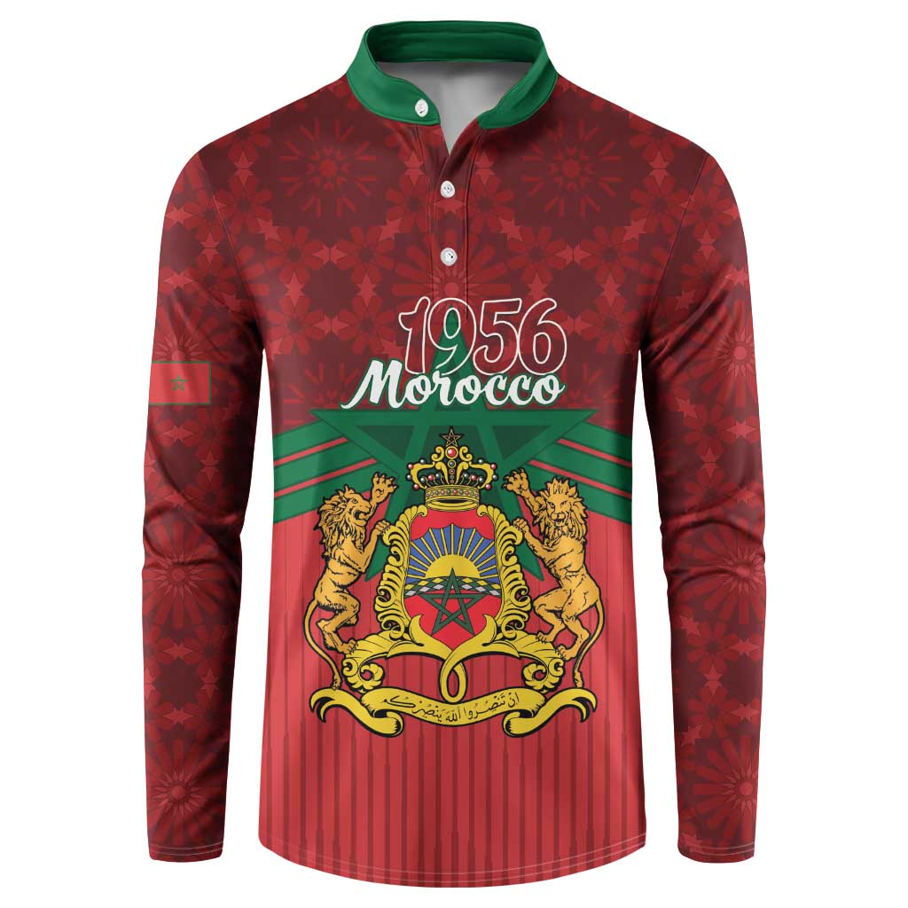 Personalized Morocco Independence Day Button Sweatshirt 1956 Proud Islamic Pattern - Wonder Print Shop