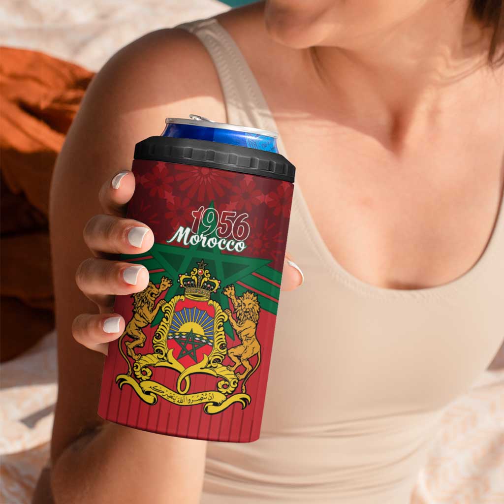 Personalized Morocco Independence Day 4 in 1 Can Cooler Tumbler 1956 Proud Islamic Pattern LT14