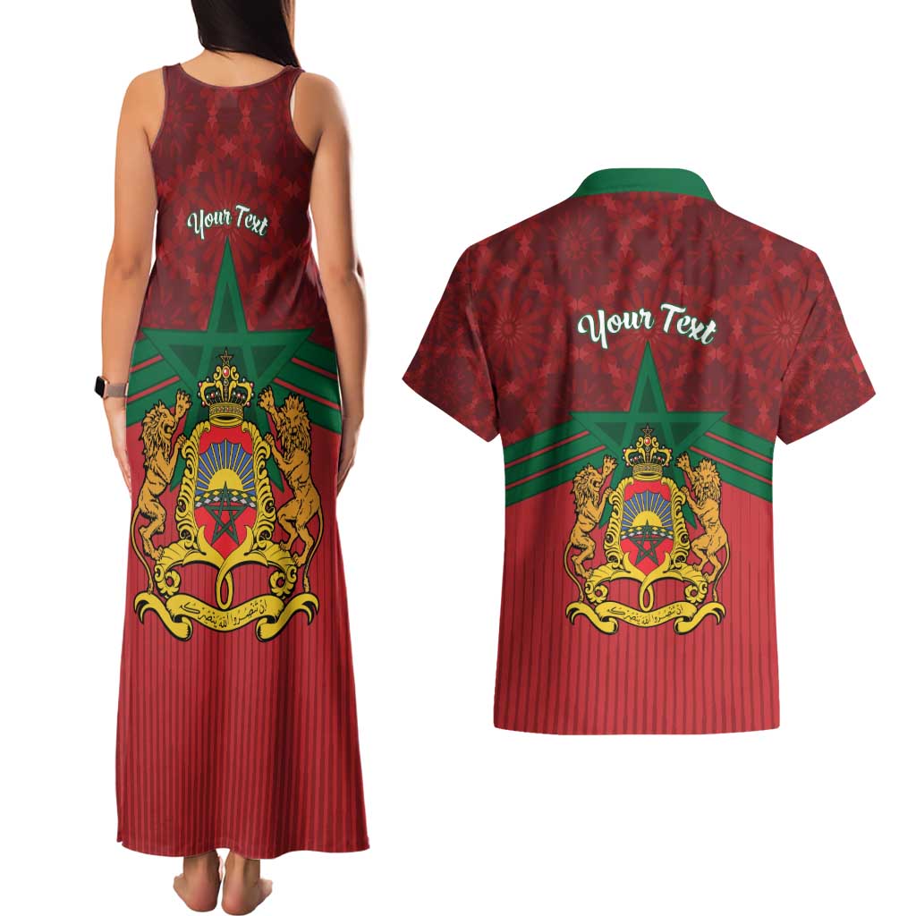 Personalized Morocco Independence Day Couples Matching Tank Maxi Dress and Hawaiian Shirt 1956 Proud Islamic Pattern - Wonder Print Shop