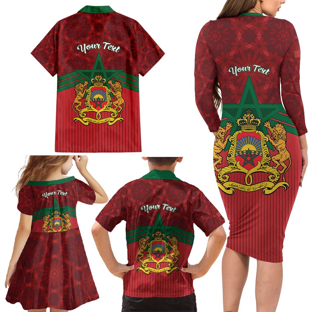 Personalized Morocco Independence Day Family Matching Long Sleeve Bodycon Dress and Hawaiian Shirt 1956 Proud Islamic Pattern - Wonder Print Shop