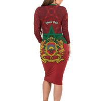 Personalized Morocco Independence Day Family Matching Long Sleeve Bodycon Dress and Hawaiian Shirt 1956 Proud Islamic Pattern - Wonder Print Shop