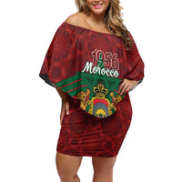 Personalized Morocco Independence Day Family Matching Off Shoulder Short Dress and Hawaiian Shirt 1956 Proud Islamic Pattern - Wonder Print Shop