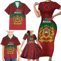 Personalized Morocco Independence Day Family Matching Short Sleeve Bodycon Dress and Hawaiian Shirt 1956 Proud Islamic Pattern - Wonder Print Shop