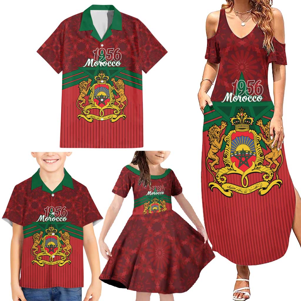 Personalized Morocco Independence Day Family Matching Summer Maxi Dress and Hawaiian Shirt 1956 Proud Islamic Pattern - Wonder Print Shop