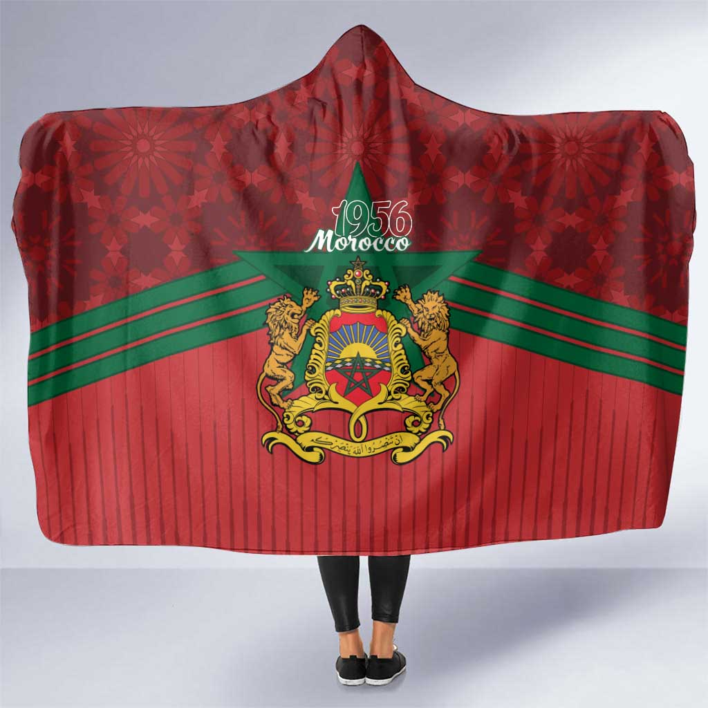 Morocco Independence Day Hooded Blanket 1956 Proud Islamic Pattern LT14