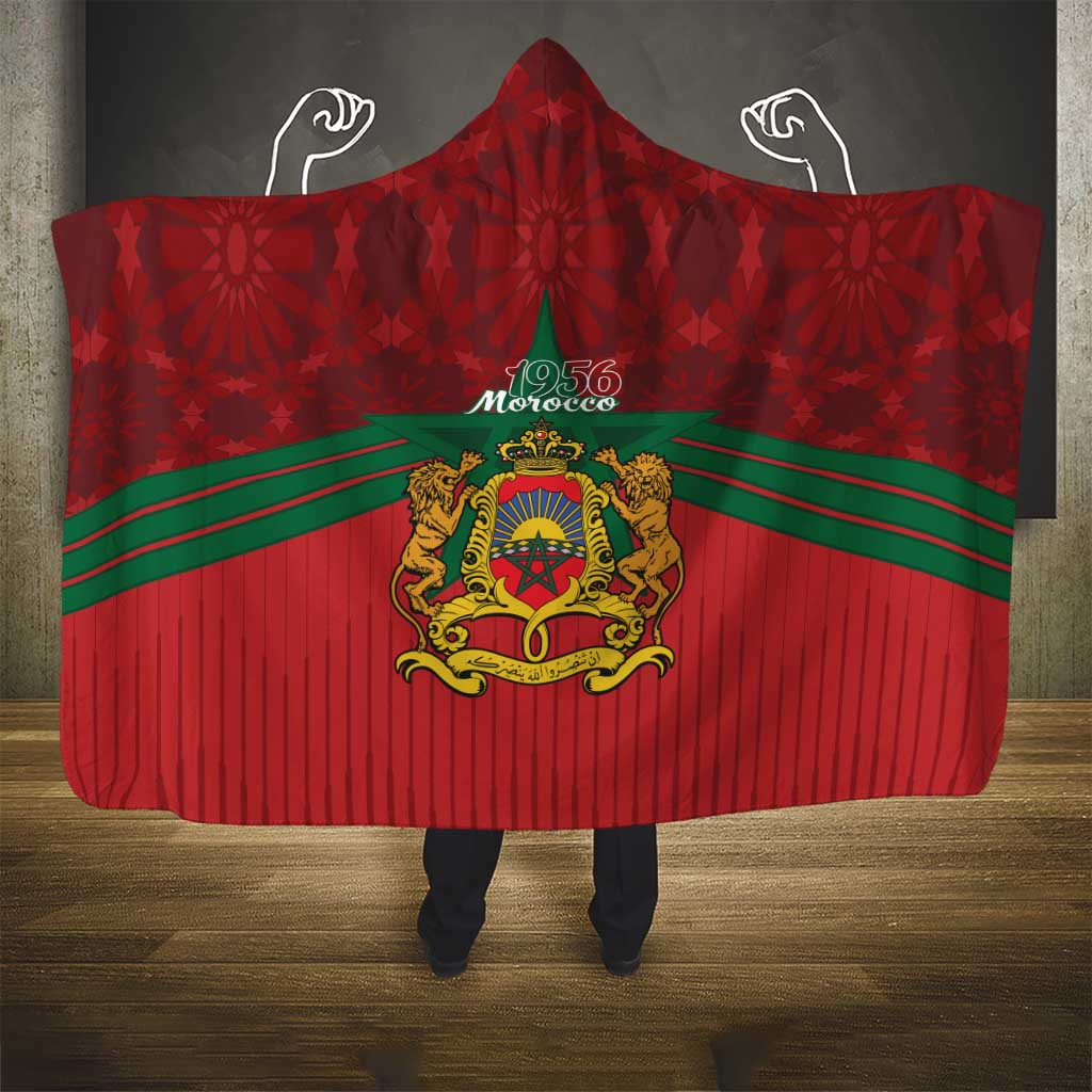 Morocco Independence Day Hooded Blanket 1956 Proud Islamic Pattern LT14
