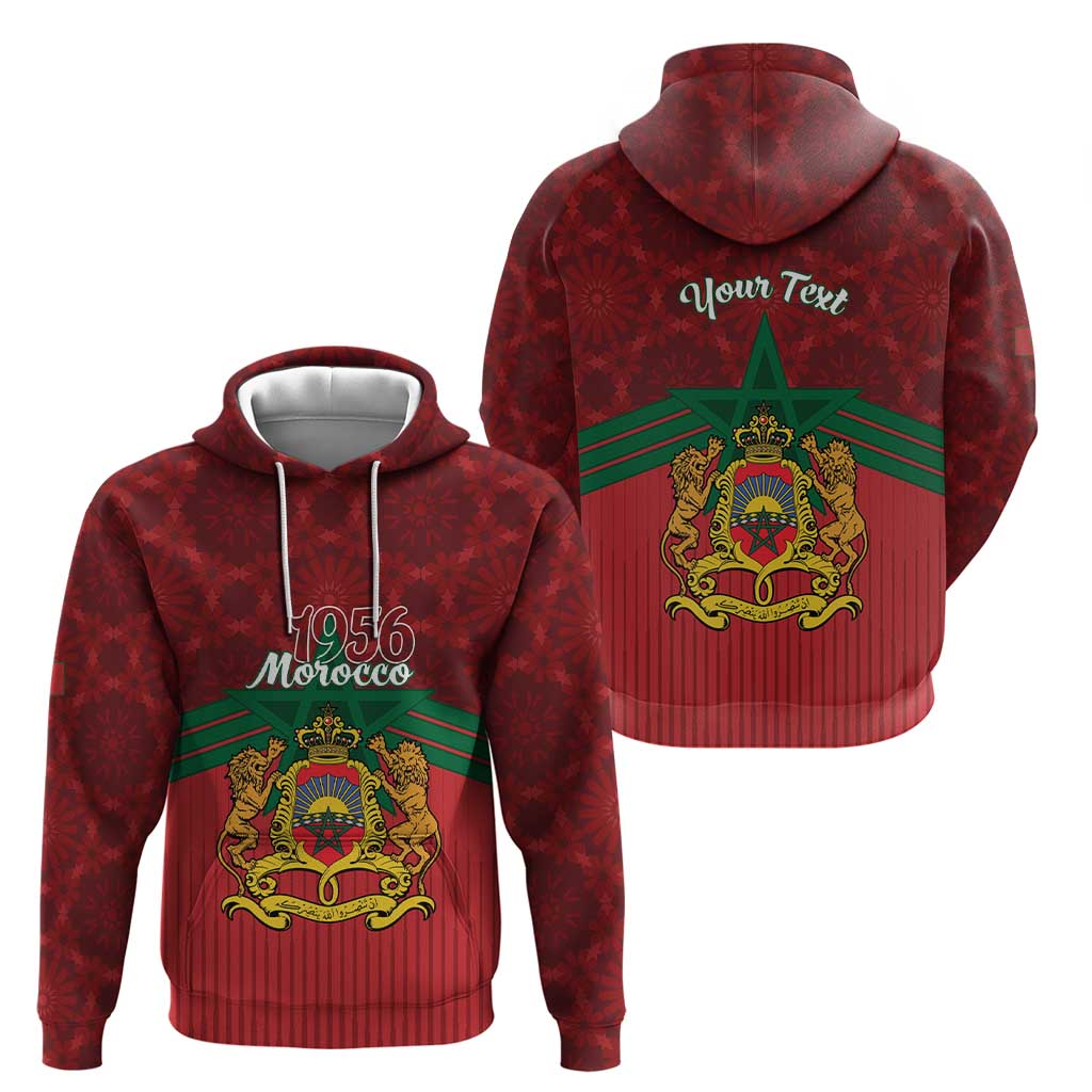 Personalized Morocco Independence Day Hoodie 1956 Proud Islamic Pattern - Wonder Print Shop