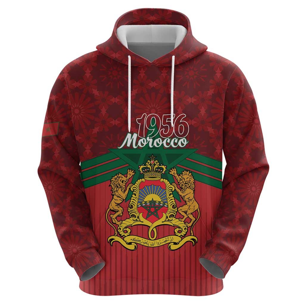 Personalized Morocco Independence Day Hoodie 1956 Proud Islamic Pattern - Wonder Print Shop