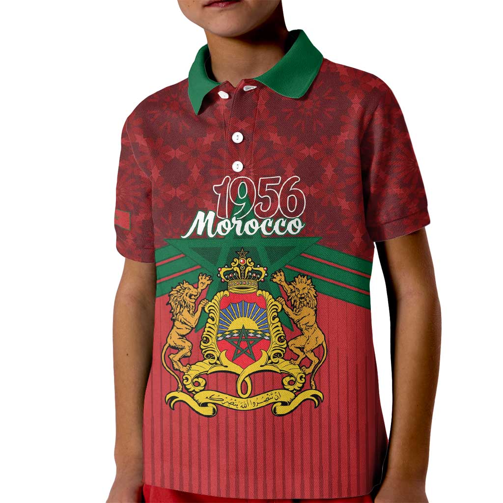 Personalized Morocco Independence Day Kid Polo Shirt 1956 Proud Islamic Pattern - Wonder Print Shop