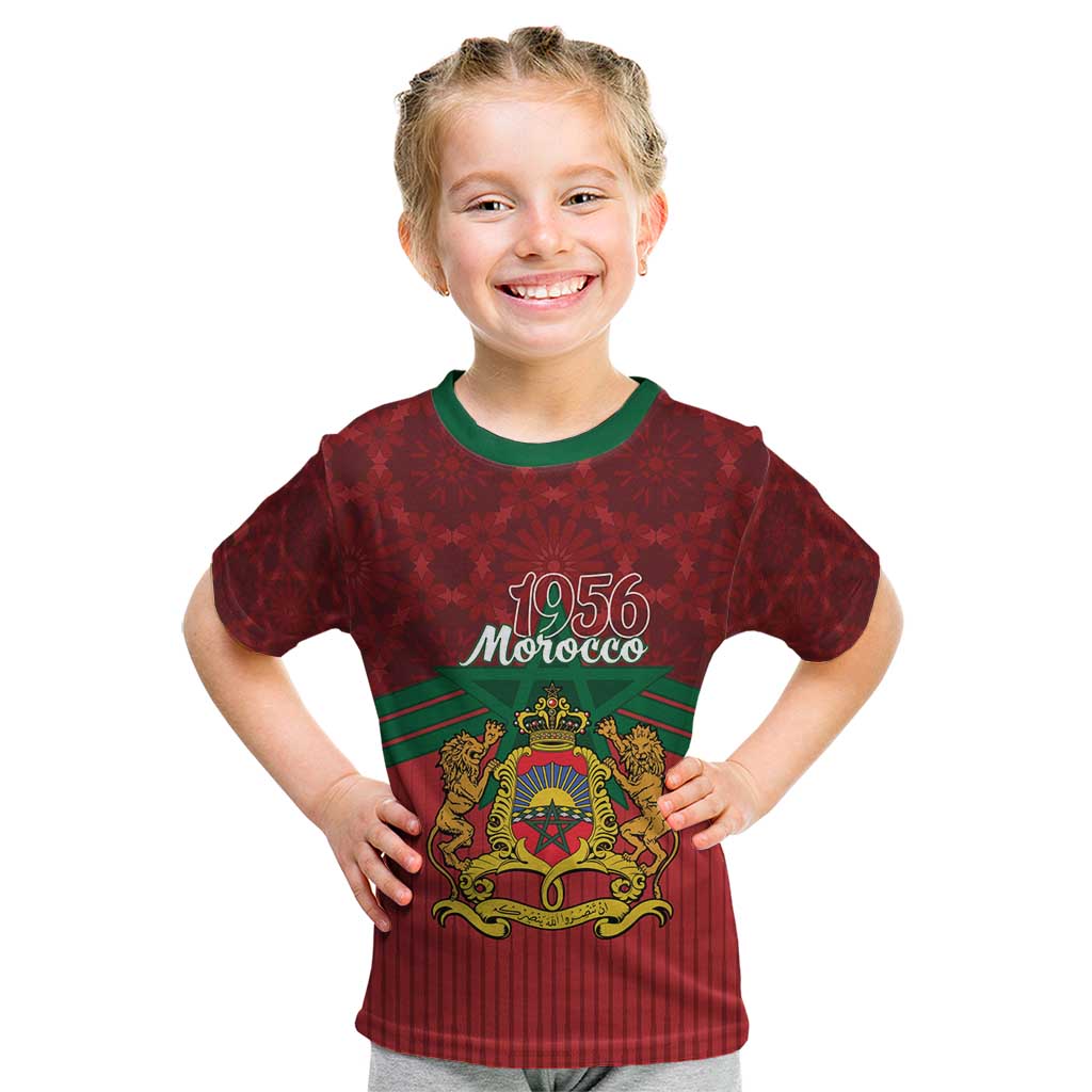 Personalized Morocco Independence Day Kid T Shirt 1956 Proud Islamic Pattern - Wonder Print Shop