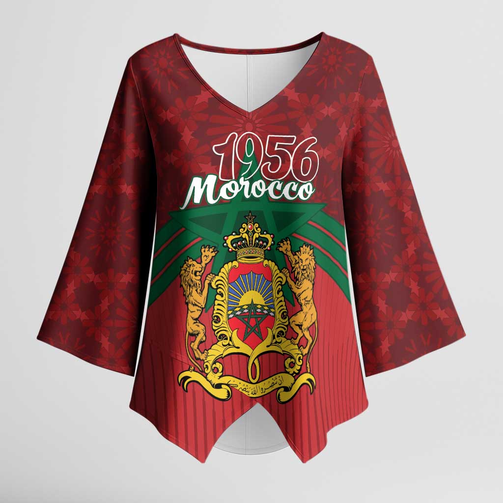 Personalized Morocco Independence Day Kimono Sleeve Blouse 1956 Proud Islamic Pattern - Wonder Print Shop