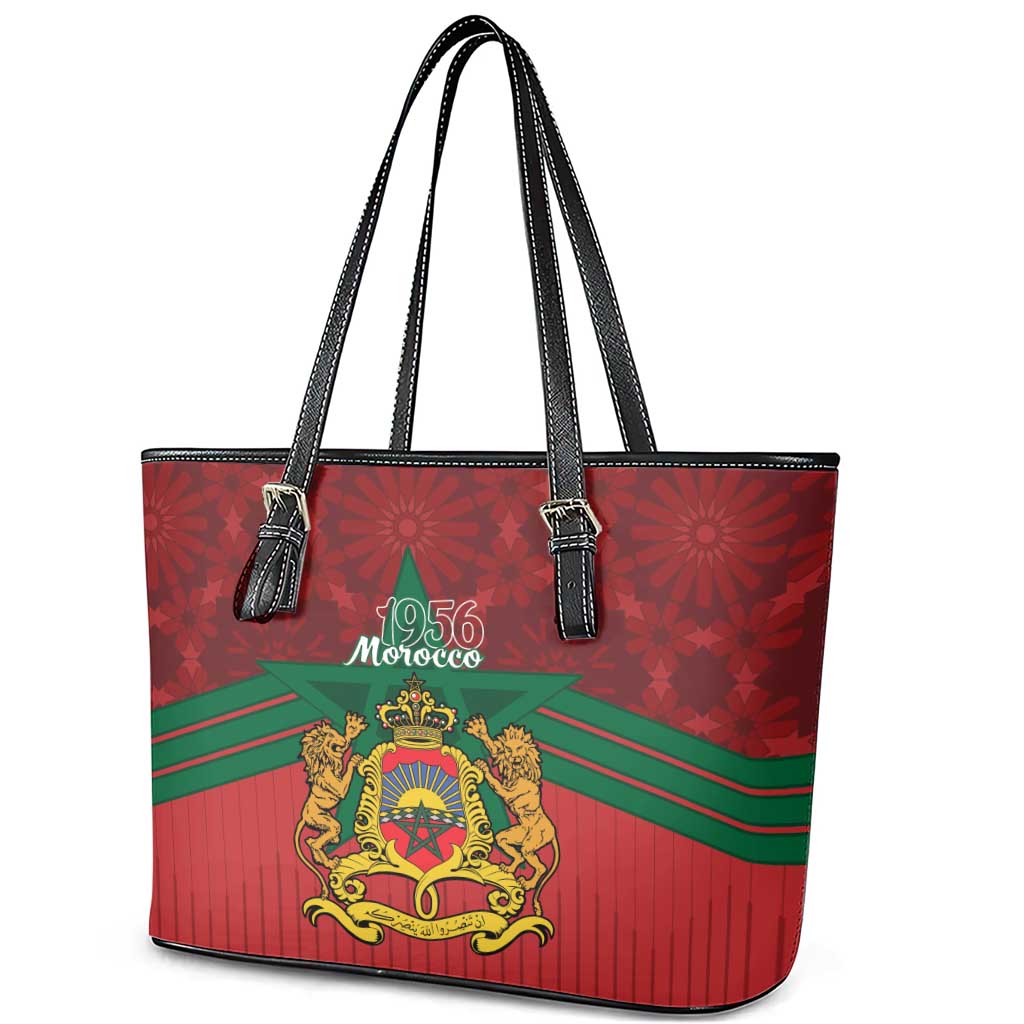 Morocco Independence Day Leather Tote Bag 1956 Proud Islamic Pattern LT14