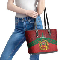 Morocco Independence Day Leather Tote Bag 1956 Proud Islamic Pattern LT14