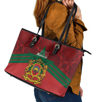 Morocco Independence Day Leather Tote Bag 1956 Proud Islamic Pattern LT14