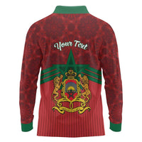Personalized Morocco Independence Day Long Sleeve Polo Shirt 1956 Proud Islamic Pattern - Wonder Print Shop