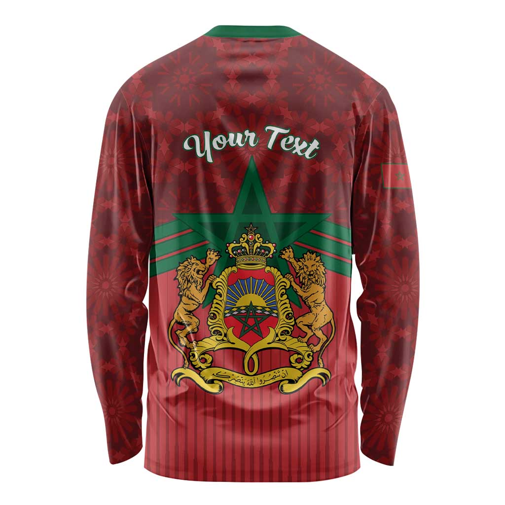 Personalized Morocco Independence Day Long Sleeve Shirt 1956 Proud Islamic Pattern - Wonder Print Shop