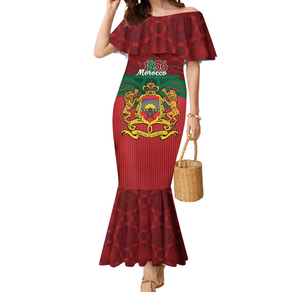 Personalized Morocco Independence Day Mermaid Dress 1956 Proud Islamic Pattern - Wonder Print Shop