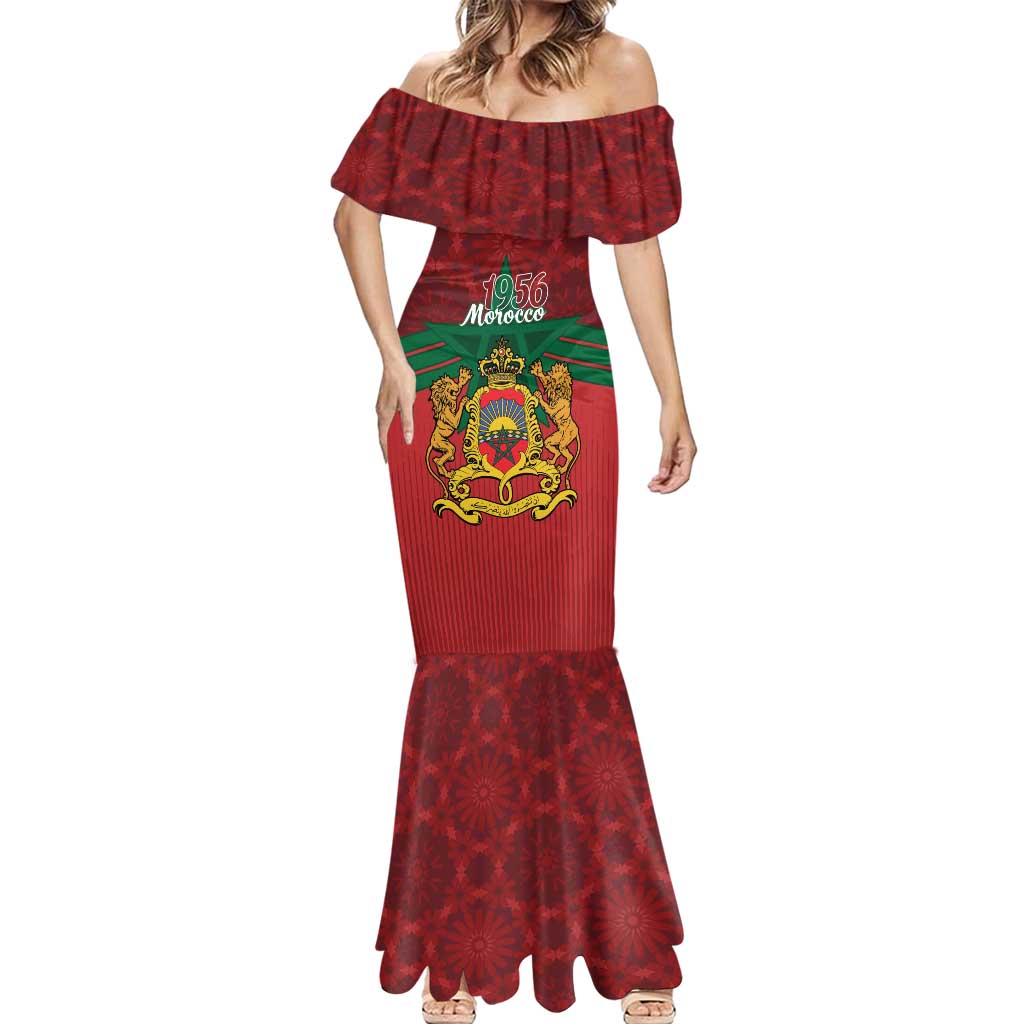 Personalized Morocco Independence Day Mermaid Dress 1956 Proud Islamic Pattern - Wonder Print Shop