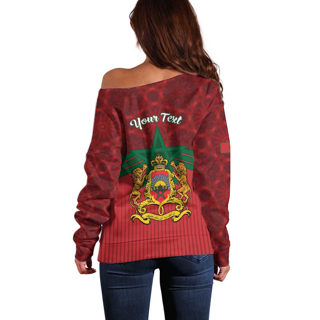 Personalized Morocco Independence Day Off Shoulder Sweater 1956 Proud Islamic Pattern - Wonder Print Shop