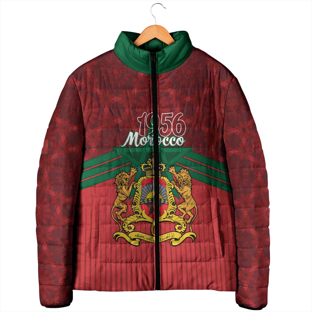 Personalized Morocco Independence Day Padded Jacket 1956 Proud Islamic Pattern - Wonder Print Shop