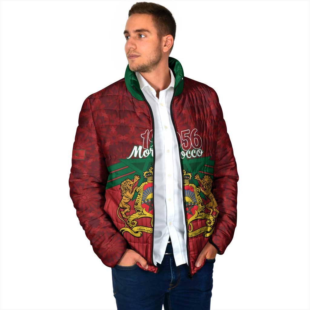 Personalized Morocco Independence Day Padded Jacket 1956 Proud Islamic Pattern - Wonder Print Shop