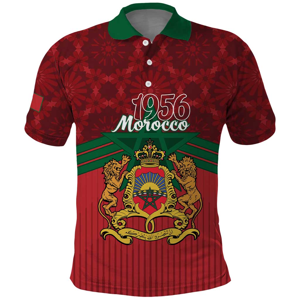 Personalized Morocco Independence Day Polo Shirt 1956 Proud Islamic Pattern - Wonder Print Shop