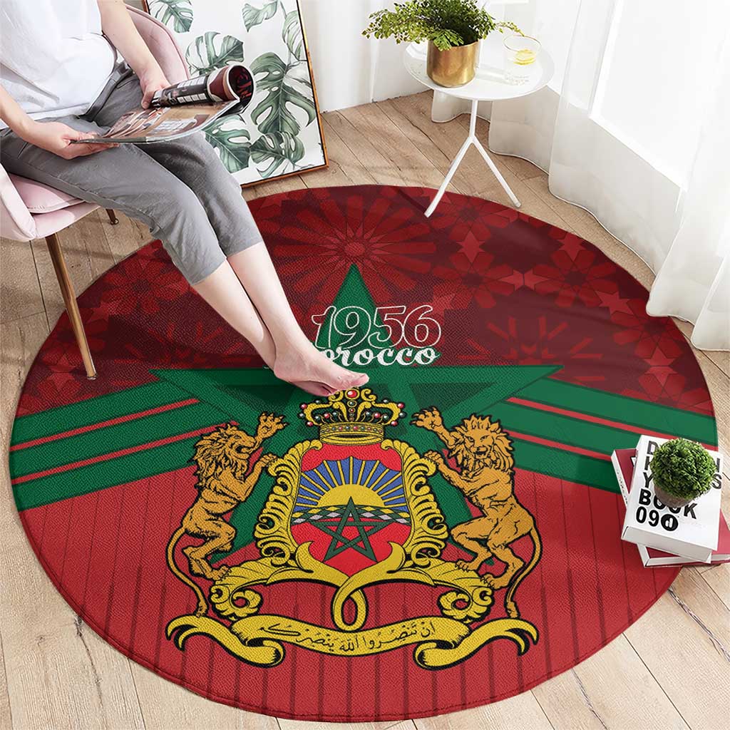 Morocco Independence Day Round Carpet 1956 Proud Islamic Pattern LT14